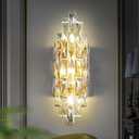 Modern Crystal Wall Sconces,Gold Wall Light Fixtures, Luxury Indoor Wall Lamp,Crystal Vanity Wall Mount Lamps,Wall Lighting for Living Room Bedroom Bathroom Bedside Hallway Stairway