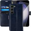 MONASAY Wallet Case Compatible for Galaxy S23+Plus 5G,[RFID Blocking] Flip Folio Leather Cell Phone Cover with Credit Card Holder6.6 inch, Blue