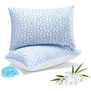 SheRest Cooling Pillow Set of 2 Queen,Memory Foam Pillows for Hot SleepersBamboo Fiber Ice Silk Cover, Adjustable Firm Pillow, Soft Yet Supportive, OEKO-TEX Certified, Stomach Sleepers