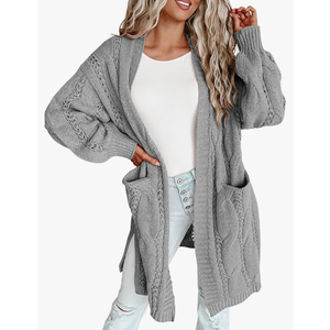 Dokotoo Long Cardigans for Women Open Front 2025 Long Sleeves Winter Sweaters with Pockets, Size M