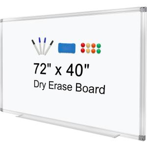 H-Qprobd Dry Erase Board for Wall 72"x40" Aluminum Presentation Magnetic Whiteboard with Long Pen Tray, Wall-Mounted White Board for School, Office and Home