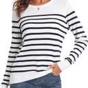 QUALFORT Women's Sweater 100% Cotton Long Sleeve Pullover Sweater Soft Lightweight Knit Tops 2025 (XL)