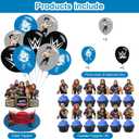 2 x Wrestling Party Decorations Set, Wrestling Boxing Match Birthday Party Supplies for Boxing Includes Birthday Banner,Cake & Cupcake Toppers,Balloons