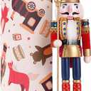 COMBIUBIU 11.2 inch Christmas Decorations Nutcracker Ornaments, Wooden Nutcracker Figures, Festive Collectible Nutcracker Gift for Table Desktop Fireplace Thanksgiving Christmas Decor, Red