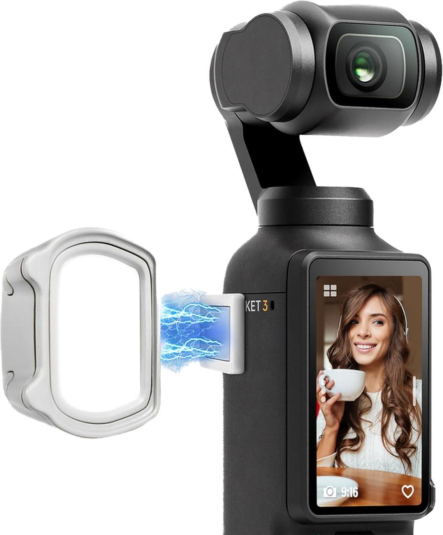 STARTRC Magnetic Fill Light for DJI Osmo Pocket 4/3 Creator Combo, Magnetic Mount Compatible with DJIPocket 4/3/Osmo Mobile 8/7P/7/6 Accessories