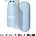 Seniny Mini Portable Travel Umbrella with Case - Compact Umbrellas for Rain & Sun UV Protection for Backpack Pocket, Lightweight Folding Small Umbrella, Tiny Purse Size UV Blocker for Kids Women Girls