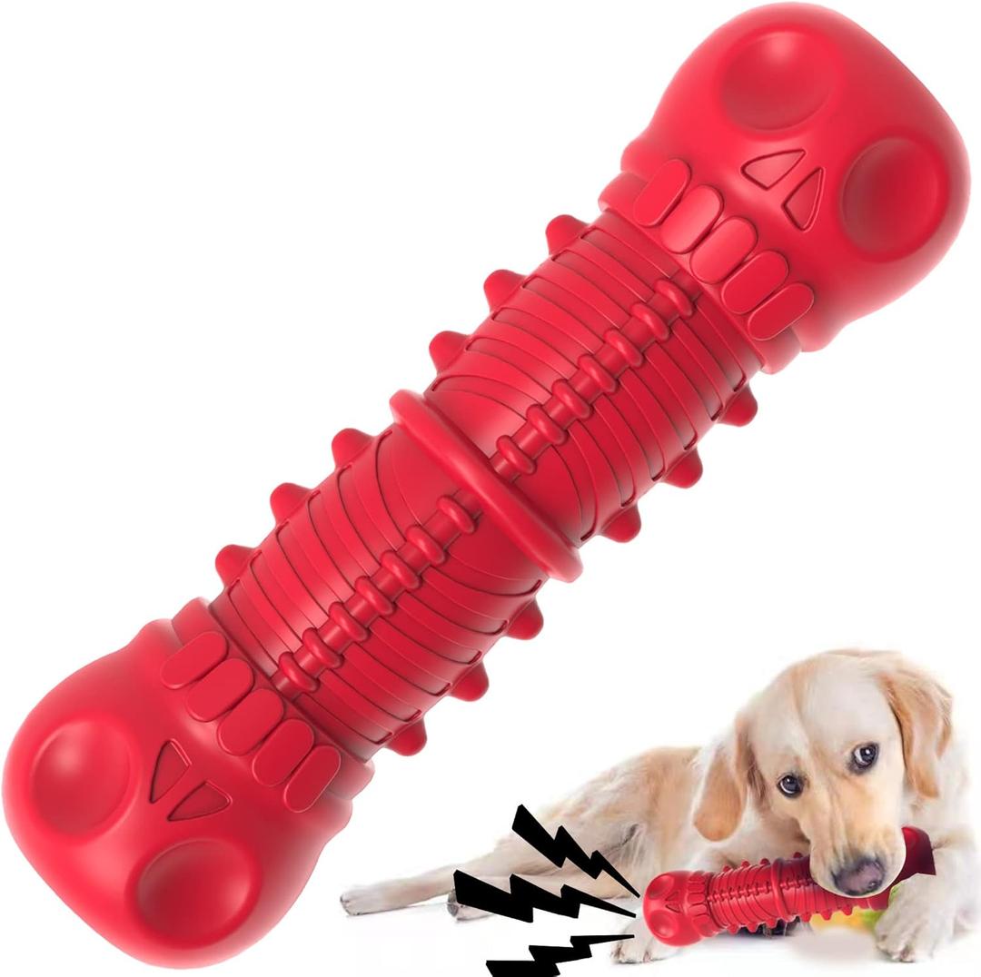 ZIKATON Dog Squeaky Toys for Aggressive Chewers, Durable Chew Toys for Large Medium Breed Dog, Dog Toys, Tough Durable Dogs Toys with Natural Rubber