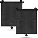 2 Pack Car Side Window Sun Shade - Retractable Car Roller Sunshadewith Reinforced Suction Cups, Drop Down UV Interior Sunshade, Stroller Window Sunshade (15" x 17")