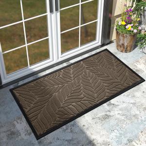 Yimobra Front Door Mat Outdoor Indoor, 47x24 All-Season Waterproof Welcome Mat, All-Weather Outside Entrance Mat, Non-Slip Patio Porch Doormat, Low Profile, Fade Resistant, Brown