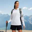 LOOGU Women's UPF 50+ Sun Protection Hoodies Shirts Slim Fit Long Sleeve Lightweight Quick Dry UV Fishing Hking Outdoor (White, L)