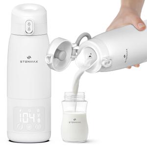Portable Bottle Warmer for Travel & Night Feeding, Baby Milk Warmer with Built-in Sterilizer, 70 Sec Breast Milk Warming, 2 Min Formula Water Heating, 14,000mAh Battery, 15+ Feeds, 17 oz Capacity