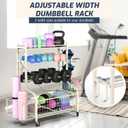 PLKOW Dumbbell Rack, Weight Rack for Dumbbells, Home Gym Storage for Dumbbells Kettlebells Yoga Mat and Balls, All in One Workout Storage with Wheels and Hooks, Powder Coated Finish Steel
