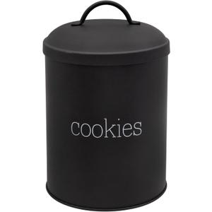 AuldHome Design Black Enamelware Cookie Jar, Large Modern Farmhouse Treats Canister