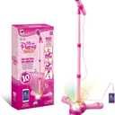 TourKing Kids Karaoke Machine with Stand,Karaoke Machine Kid,Kids Microphone with Flashing Stage Lights Adjustable Stand Gift for Age 3+ Years Old Children