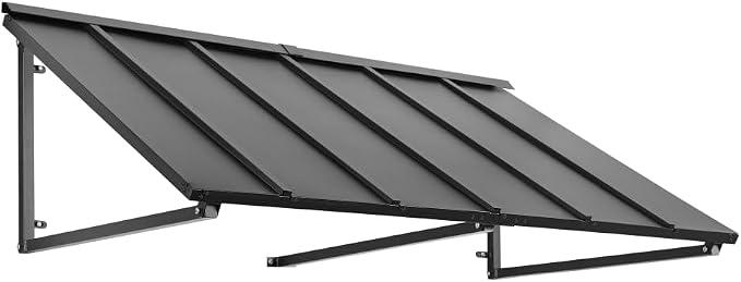 6 ft. 
Houstonian Galvanized Steel Awning, Open-Side, 44"x24"x24", Black
Powder-Coated Galvanized Steel Standing-Seam Window and Door Awning, Wall-Mount Modular Shade for Residential/Commercial Use