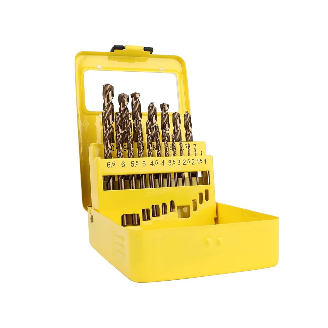 Cobalt Drill Bits Set 19pcs Metric M35 HSS 135 Degree Tip Split Point Jobber Length Twist Drill Bit for Hardened Metal Cast Iron Stainless Steel Plastic and Wood with Metal Storage Case 1-10mm