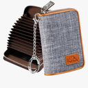 FurArt Credit Card Wallet, Zipper Business Card Holder for Women, RFID Blocking, KeyChain Wallet, Compact Size
