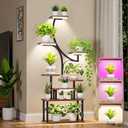 [2026 New Upgraded] Plant Stand Indoor with 4 Grow Lights & 3 Colors, 8 Tiered Corner Plant Shelf, 63" Tall Plant Stands for Indoor Plants Multiple, Metal Flower Display Shelves Holder for Home