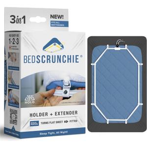 BED SCRUNCHIE Sheet Holder Straps - Heavy Duty Gripper Clips - Strengthened Parachute Cord - 360 Degree Bed Sheet Tightener - Strongest and Effective Extender - Fits All Mattress Sizes. (Pack of 1)