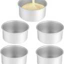 XZJMY 5Pack 5 Inch X 2 Inch Cake Pan, mini cake pan, round aluminum cake pan, used for family gatherings to bake mini cake pizza, quiche