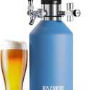 Razorri 128oz Stainless Steel Beer Growler, Double-Wall Vacuum Insulated Carbonated Keg with Professional Bar Tap and Pressurized CO2 Regulator, 1 Gallon, Ocean Blue