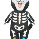 Spooktacular Creations Kids Inflatable Costumes with LED Eyes, Halloween Skeleton Cat Blow Up Costumes for Girls, Full Body Kitty Inflatable Suit for Halloween Cosplay Parties