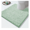 Yimobra Toilet Rugs U Shaped Washable, Soft Absorbent Microfiber Bathroom Rugs, Non Slip Quick Drying Shaggy Bath Mat, Contour Bathroom Mats for Toilet Base, Home Essentials,24x20,Green and White