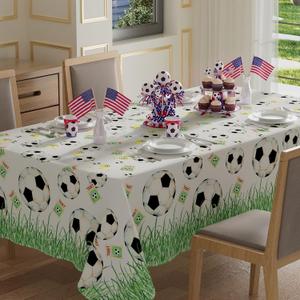 XCHI Soccer Grass World Cup Tablecloth Rectangle Table Cloth Table Covers for Indoor Dining Game Day Soccer Party Home Decorations 60x84 Inch