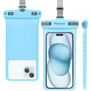 wellhouse Waterproof Phone Pouch, Waterproof Phone Case for iPhone 16 15 14 13 12 Pro Max XS Samsung, IPX8 3D Cellphone Dry Bag Beach Essentials (Green 8.0", 8 inch)