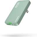 65W GaN USB C Charger, Ultra-Slim Wall Charger (Dual C + USB-A) with PD3.0/PPS, Foldable Plug for Travel for MacBook, Laptops, Tablets, iPhone(Mint Green-65W)