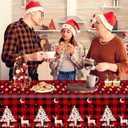 2 x 4 Pack Christmas Checkered Tablecloth Buffalo Plaid Snowflake Table Cover 51 X 86'' Disposable Rectangle Red and Black for Xmas Party Decor Winter Holiday