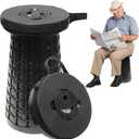 ALEVMOOM 18" Collapsible Stool, 800lbs Max Weight, Heavy Duty Portable Retractable Folding Telescoping Foldable Camping Stool for Adults Outdoor Fishing Travel BBQ (Black)