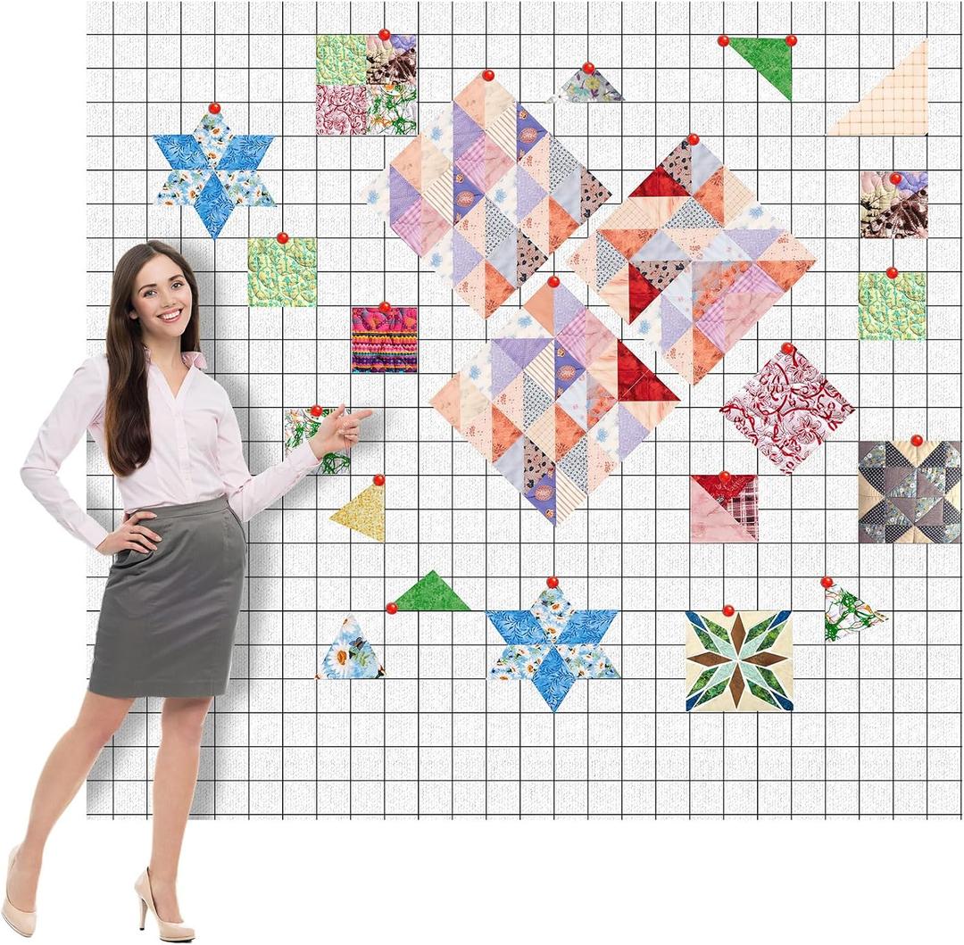 CroBlissful Quilt Design Wall 72 x 60 Inch Quilt Wall Design Board for Quilting Quilters with 2 Inch Grid Lines Portable Sewing Block Projects Fabric Supplies Holding Craft Display(Polyester Cotton)