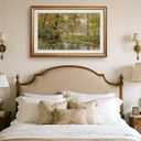 VIYYIEA Large Gold Framed Forest River Wall Art for Living Room, 24x36 Inch | Glass-Framed Impressionist Woodland Canvas for Office, Serene Stream Landscape, Rustic Aesthetic Decor for Nature Lovers