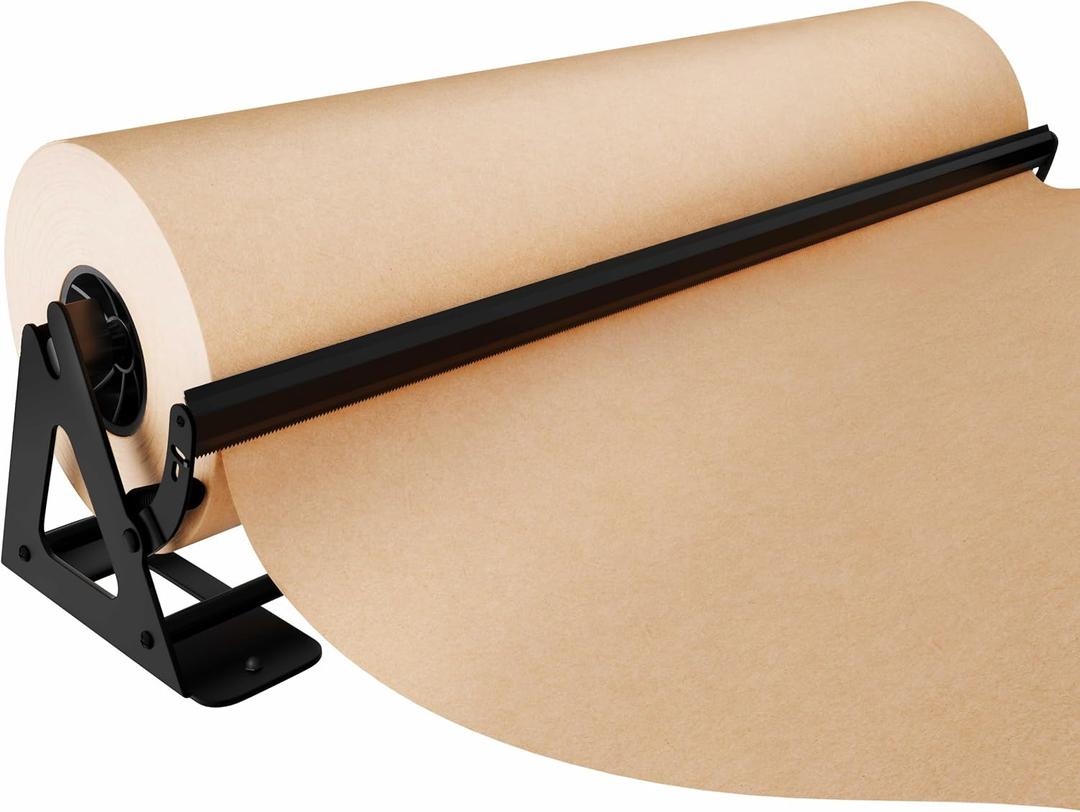 DIY Crew 36 Inch Paper Roll Dispenser and Cutter - Heavy-Duty Wall Mountable, Non-Slip Tabletop - Kraft, Freezer, Butcher Paper - Up to 1000ft Rolls