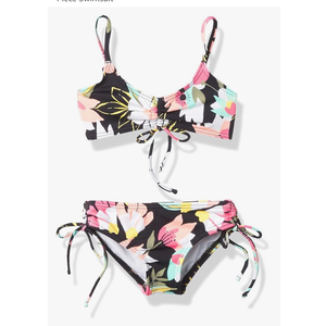 Kanu Surf Girls' Willow V-Neck Bikini Beach Sport 2-Piece Swimsuits (10, Tropical Dance Atlantis)