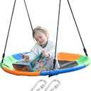 Saucer Tree Swing Seat for Kids 40 Inch Outdoor Round Tree Swing for Children Heavy Duty Safe Durable Easy Install for Backyard Multicolor