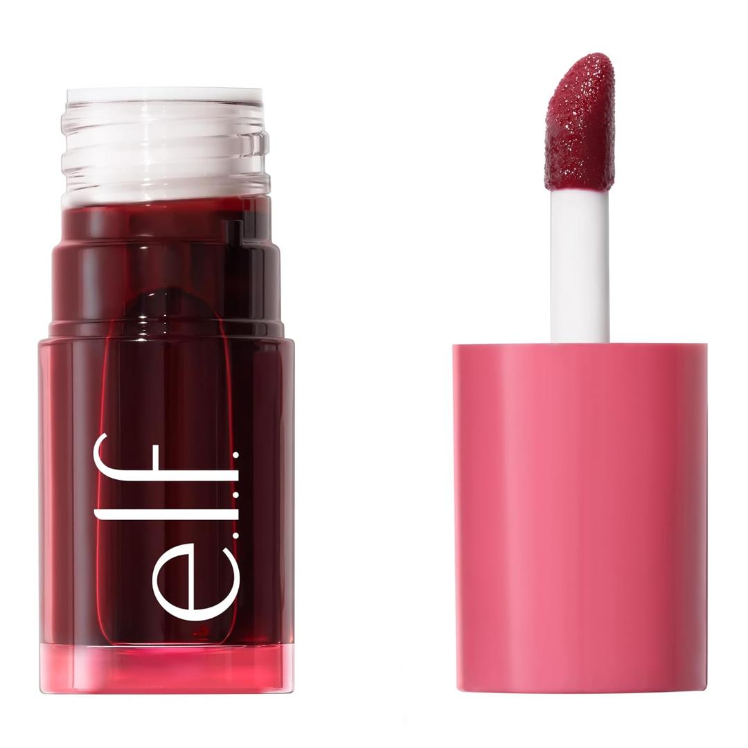 e.l.f. Sheer For It Blush Tint, Multi-Use, Long-Lasting Lip & Cheek Makeup, Creates A Natural Flush Finish, Vegan & Cruelty-Free, Left On Red