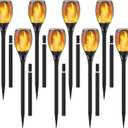 Solar Torch Light with Extension Rod, Solar Lights Outdoor with Flickering Flame, Waterproof Outdoor Lighting Fire Pathway Lights Landscape Decoration for Garden Yard Lawn Patio, 8Pack
