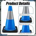 Copkim 6 Pack Traffic Safety Cones Plastic PVC Blue Traffic Cones with Black Base and Reflective Collars for Street Hazards, Training, Road Construction, Parking Lot (18 Inch)