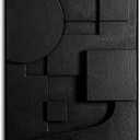 Slyart Black Textured Wall Art, Handmade Contemporary Art 3D Abstract Relief Painting, Framed Thick Texture Vertical Wall Art 24x36 Inch