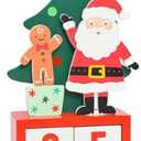 Christmas Advent Number Countdown Calendar 2025 – Wooden Tabletop Calendar Decoration, Home Office Decoration Calendar, Rotatable Square Countdown Calendar (Red/Green/Brown)