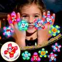 SpringFlower 24 PCS Party Favors for Kids, Glow In The Dark Halloween Toys Bulk, Light up Rings Halloween Toys For Goodie Bags Filler, Basket Stuffers, Trick or Treat,Classroom Reward