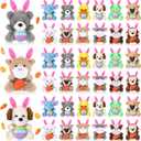 36 Pcs Easter Mini Animal Plush Toy Set Small Stuffed Animal Bulk with Easter Eggs Bunny Ear Small Plush Keychain for Party Favors Basket Stuffers Classroom Prizes Egg Hunt