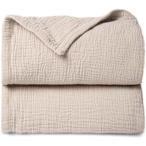 Lulu moon Muslin Quilt Blanket, Crib Blanket for Baby and Toddler,47x47 Inches(Ivory) (47''x47'', M-ivory)