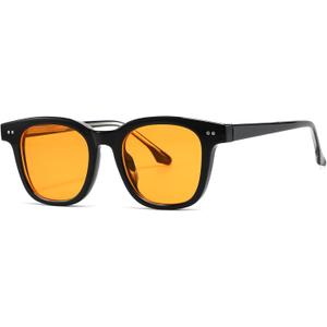 AIEYEZO Square Sunglasses for Women Men Fashion Sunnies, TR90 Frame Sun Glasses Trendy Retro Shades (Black/Yellow)