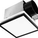Tech Drive Modern Black Bathroom Exhaust Fan with Light - 130 CFM,1000lm Dimmable 5CCT LED Light with Night Light Selectable, 6-Inch Duct Quiet Ventilation Fan, Decorative Black Trim, Easy to Install