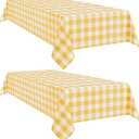Softalker Gingham Checkered Tablecloth Rectangle - Outdoor Waterproof Buffalo Plaid Table Cloth, Stain Resistant Washable Table Cover for Picnic, Camping - Yellow and White, 2 Pack - 54 x 78 Inch
