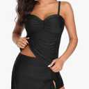 Yonique Womens Underwire Tankini Swimsuits with Skirt Two Piece Bathing Suits Tummy Control Swimwea XL
