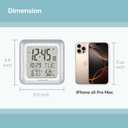 KADAMS Bathroom Clock 9.5" Kitchen Wall Clock with Large LCD Screen  Shower Clock with Suction Cup,Temperature, Humidity, Calendar  Water-Resistant, 4 Mounting Options, Silver